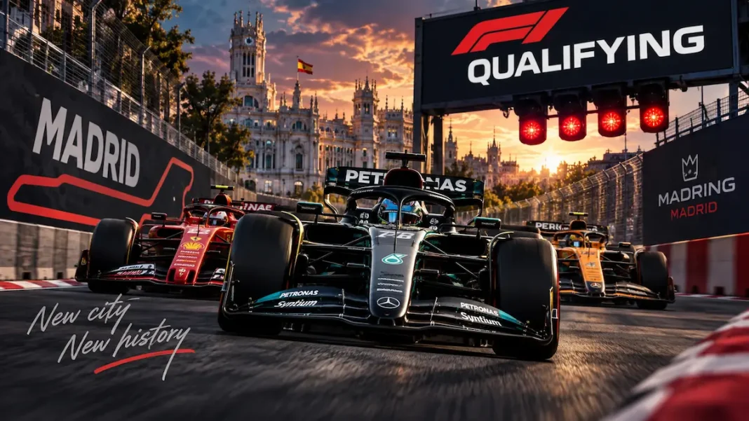 Болід Mercedes лідирує перед Ferrari та McLaren на трасі Madring у Мадриді